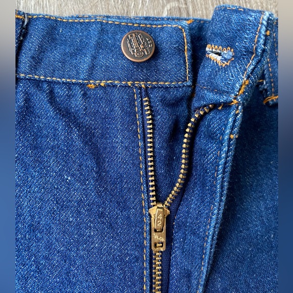 Vintage 1970s XXS XS 22 Chemin De Fer Wide Bell Bottom Denim Jeans Flares Hippie - Picture 6 of 9